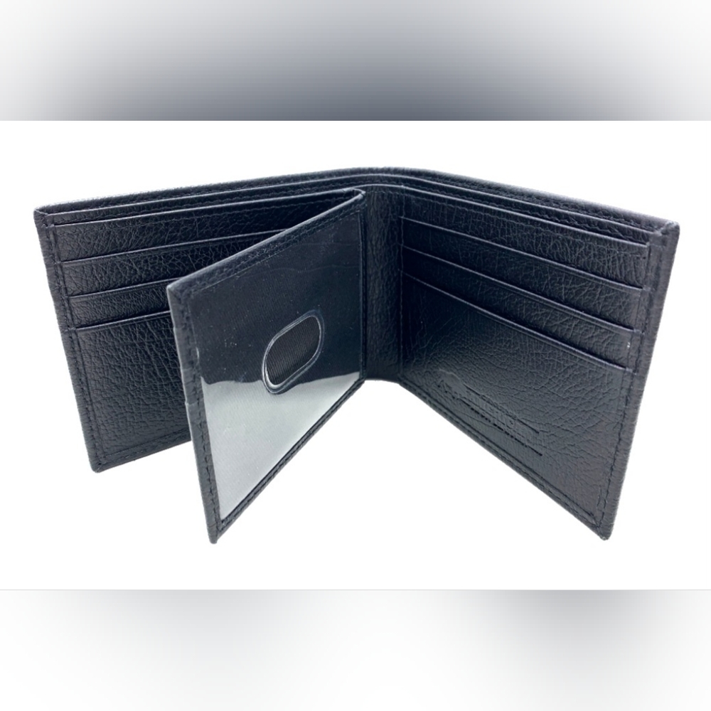 NWT George Men's Genuine American Bison Leather Black Bi-fold Wallet - Picture 4 of 6
